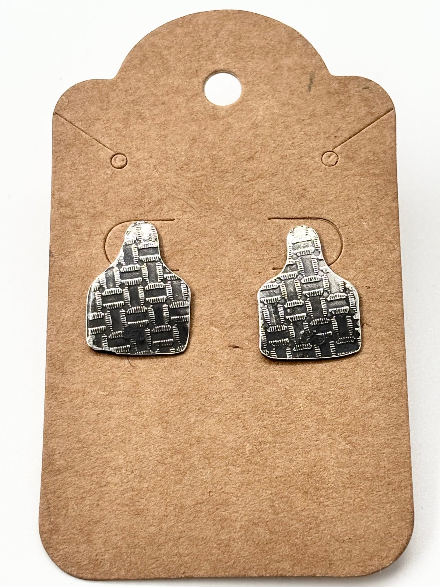 Post Mini Cowtag Earrings with Texture