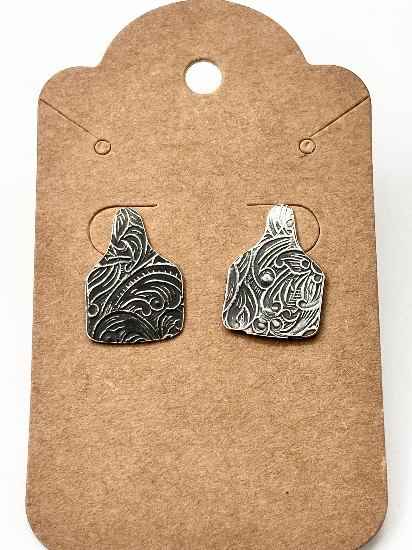 Post Mini Cowtag Earrings with Texture
