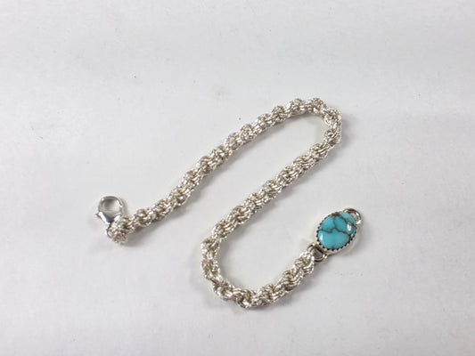 Chain bracelet Sparkle wire Double French rope with Lone Mountain turquoise