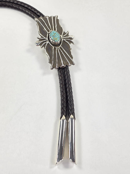 Bolo Tie Tufa Cast with Kingman turquoise